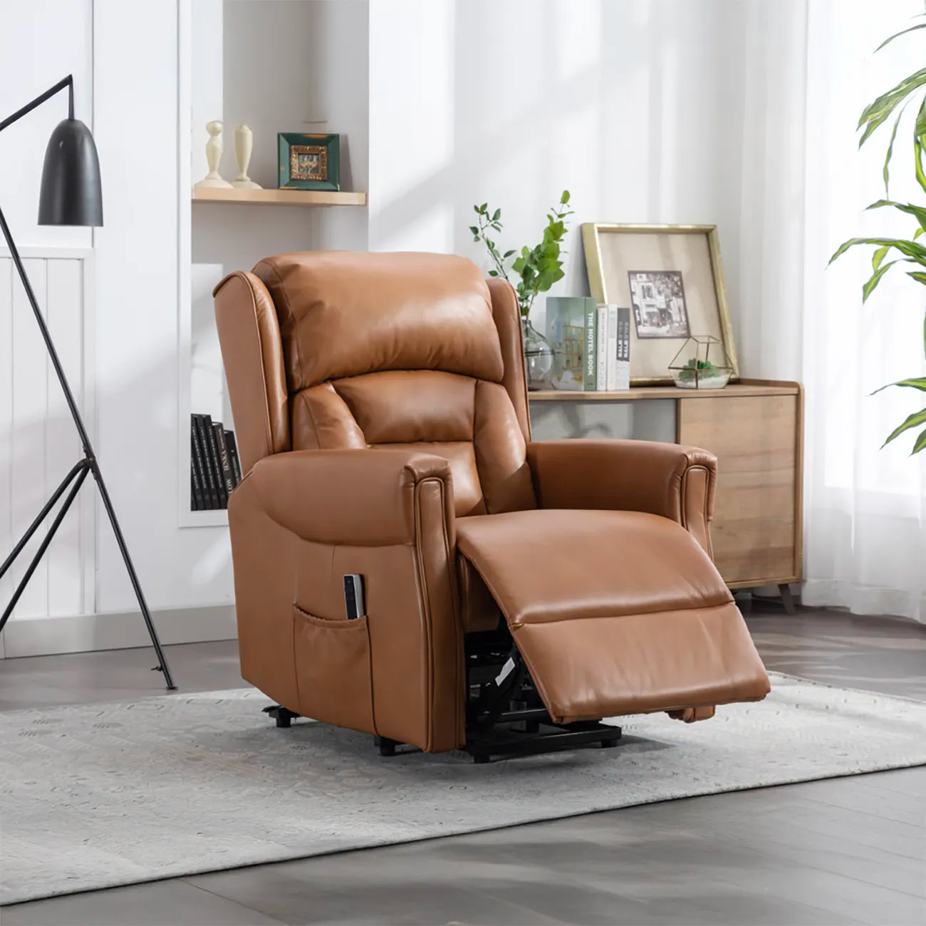Sandringham Camel Leather Lift & Tilt Recliner (Dual Motor) – LauraAshley Side