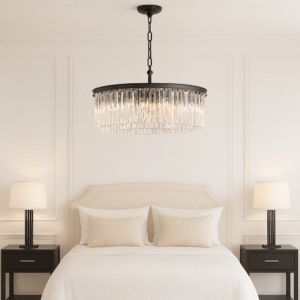 Seville Small Black Chandelier with Triangular Crystals – Laura Ashley Collection Front