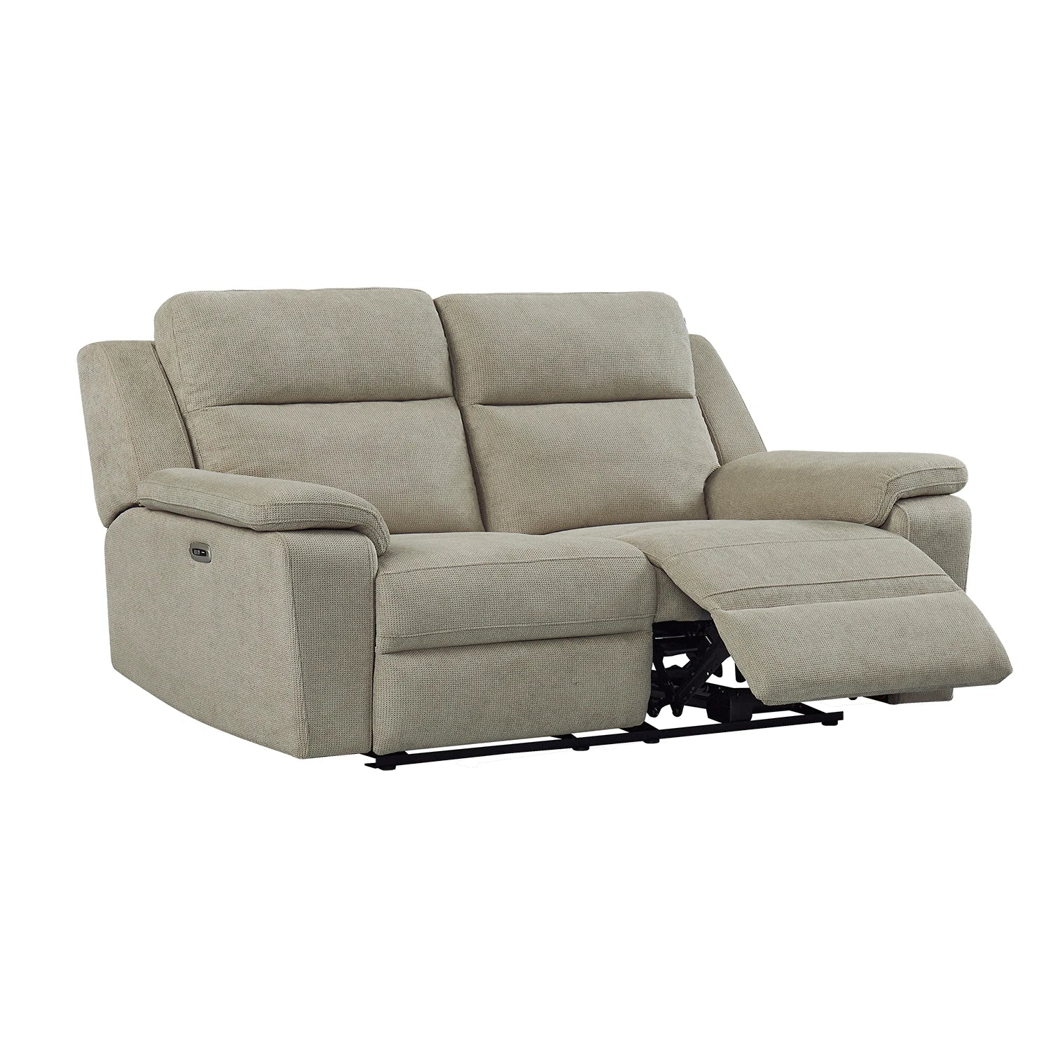 Travis Taupe Fabric 3 Seater Power Recliner Sofa with USB Ports – LauraAshley Side
