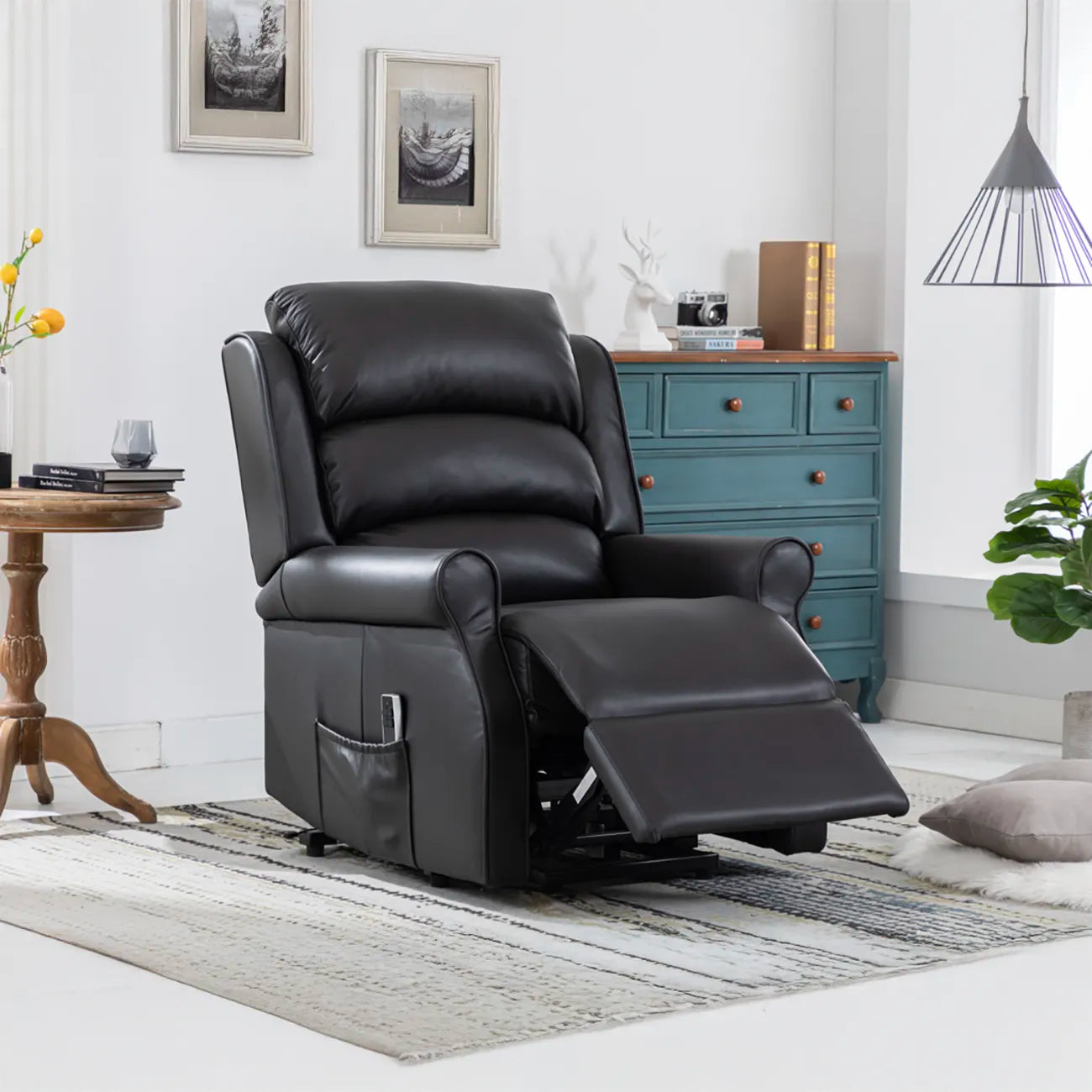 Windsor Black Leather Lift LauraAshley & Tilt Recliner (Dual Motor) Side